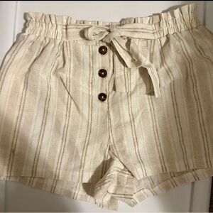 Sienna Sky Cream High Waist Shorts with Tie